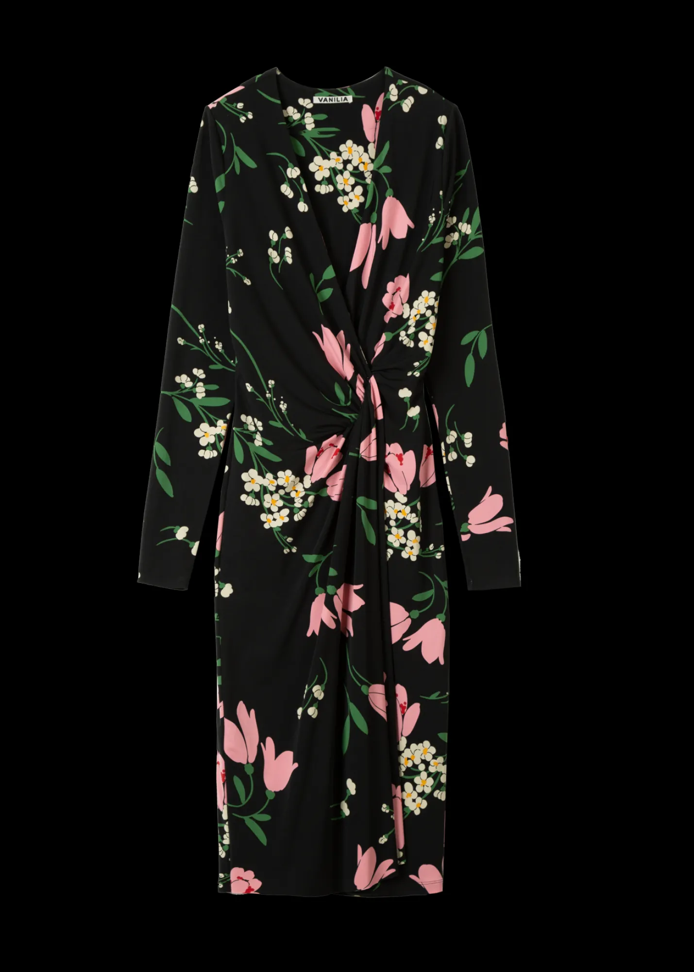 Crepe Jurk Met Drapering*Vanilia Store
