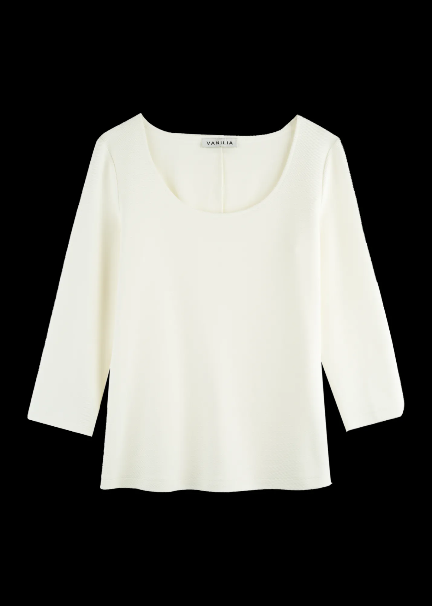 Rib Top Met 3/4 Mouw*Vanilia Outlet