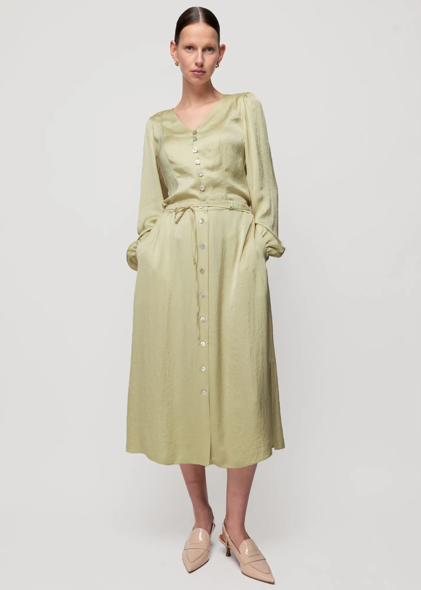 Satijnen Blouse Met Parelmoer*Vanilia Discount