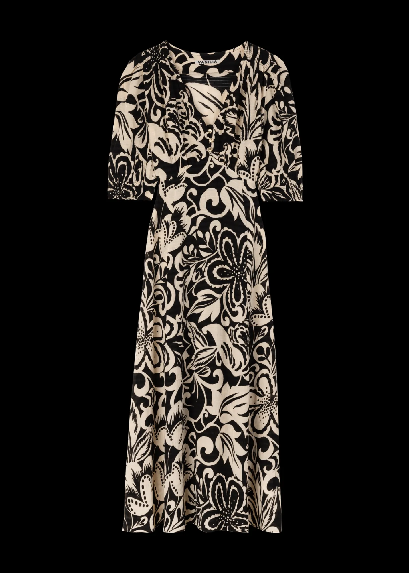 Viscose Maxi Jurk Met Bloemenprint*Vanilia Outlet